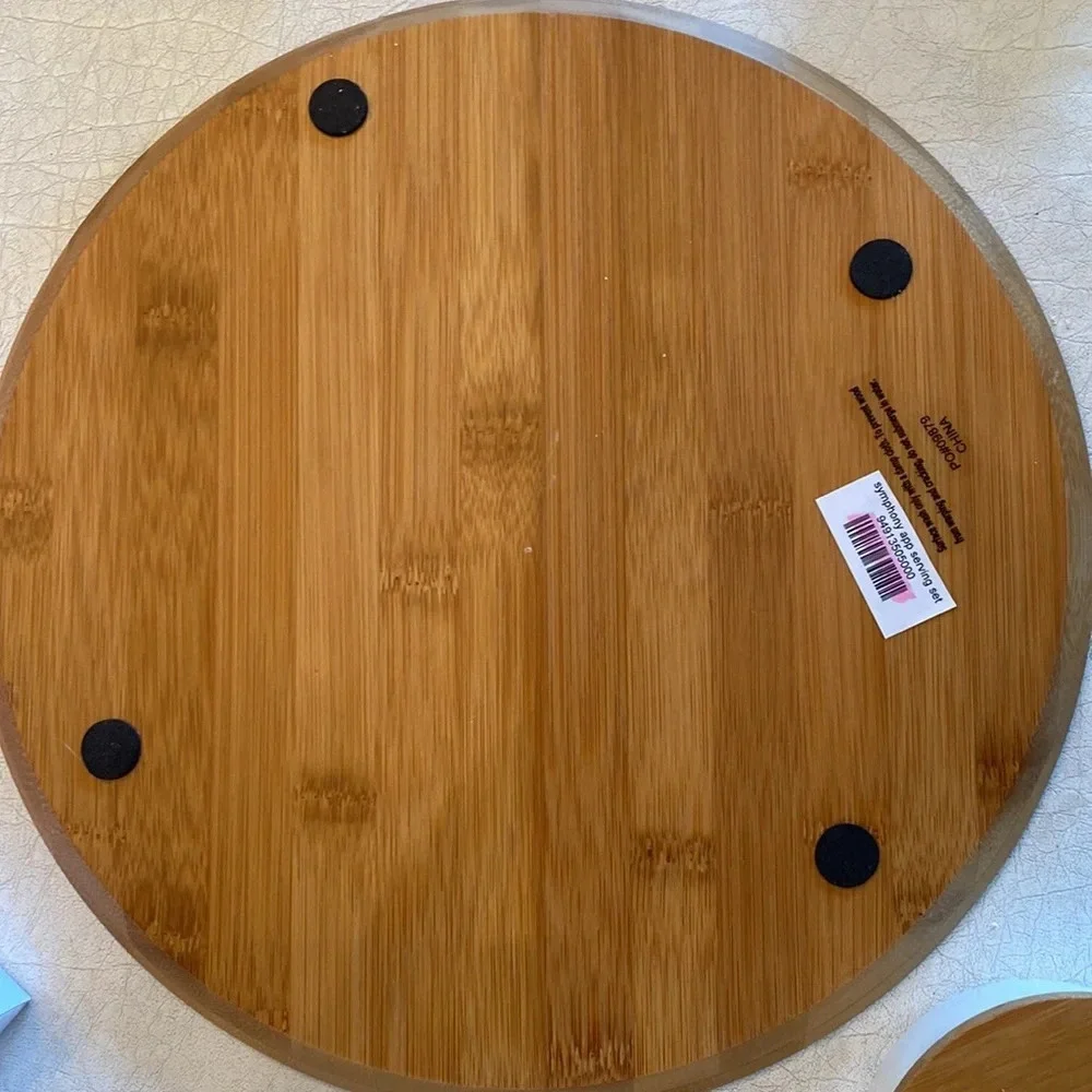 NWT Wood and China Symphony appetizer serving set 13pc